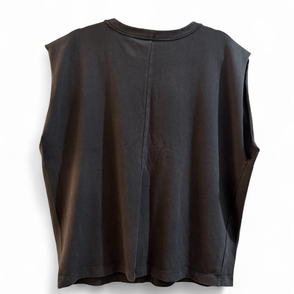 Aerie Cut Off Top Gray Distressed Sleeves Oversized Size M - Picture 3 of 7